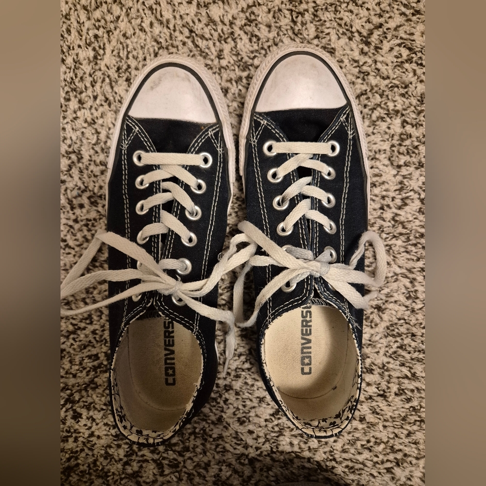 Converse Black and White Canvas Sneakers with Rubber Toe Cap